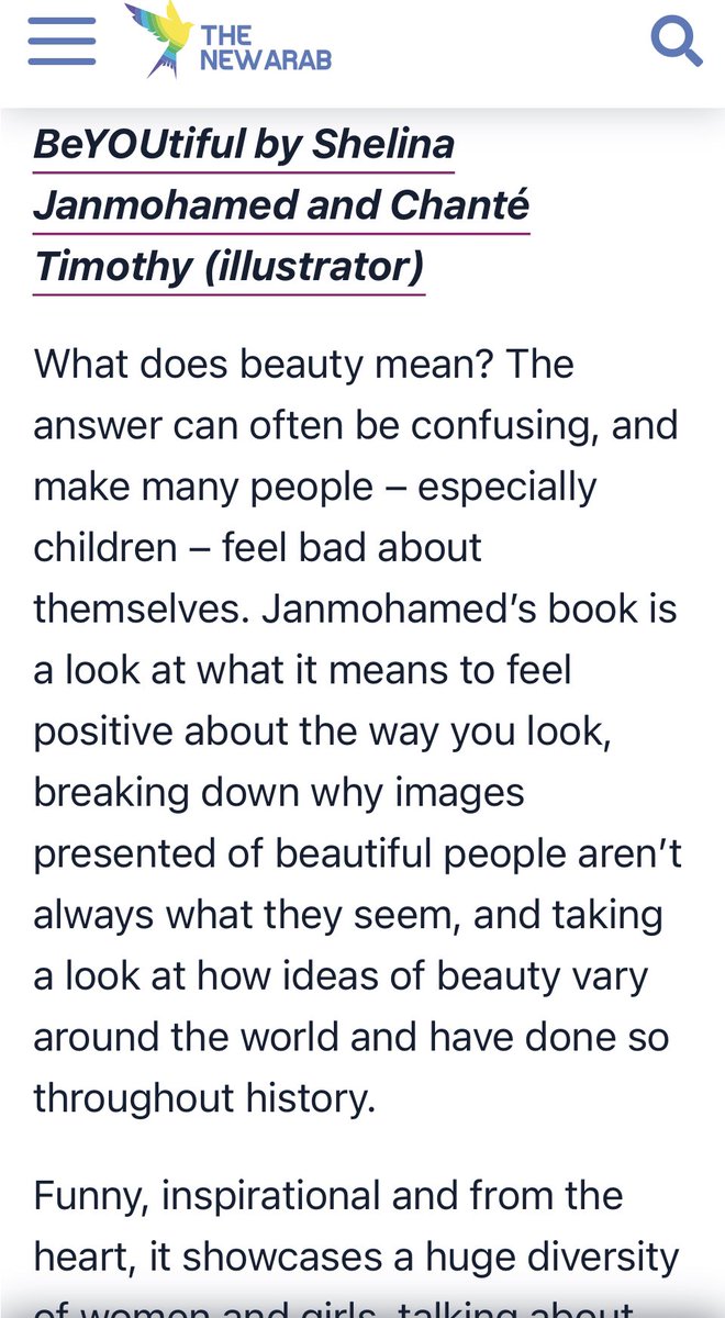 loveinheadscarf's tweet image. Lovely to see some great book recommendations for kids this Eid from @sarahshaffi @The_NewArab and definitely feeling a glow that my book for girls #BeYOUtiful is featured. Get one of these books for a kid you love (or for yourself!)
newarab.com/features/best-…