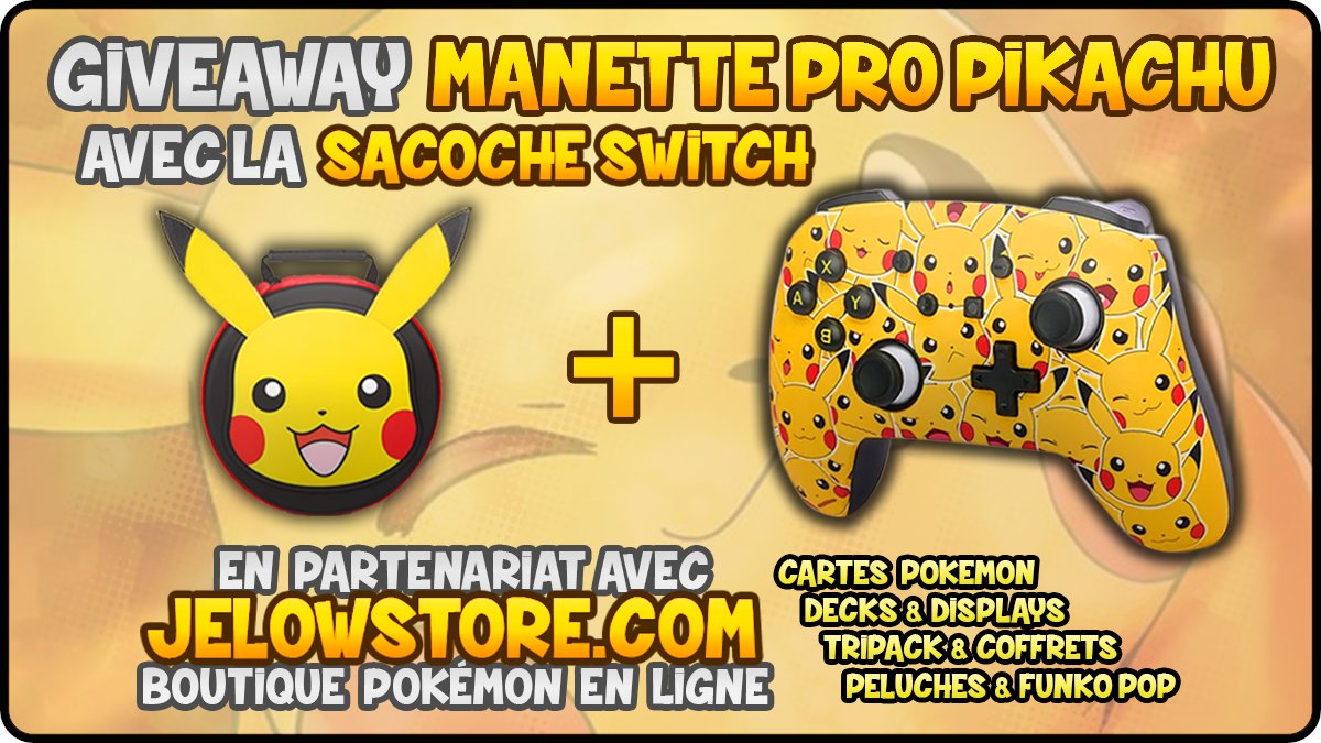 ✨ Giveaway Spécial PIKACHU ✨

Jelowstore offre à un(e) Chanceux(se) une Manette Switch Pro Pikachu + La Sacoche de Transport pour Switch ou Switch Lite - TAS le 12/05 🤞 Pour participer :

*Follow @JELOWSTORE1
*Follow <a href="/GalinoTV/">Galino</a>
*Like + RT
*Tag 2 personnes qui aiment Pokémon