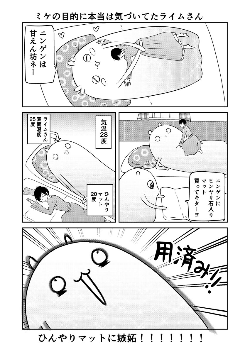 異世界に行ったら謎の生物に可愛がられた話 13話④
人間とは逆に夏に人気のひんやりライムさん。
#異世界に行ったら謎の生物に可愛がられた話 