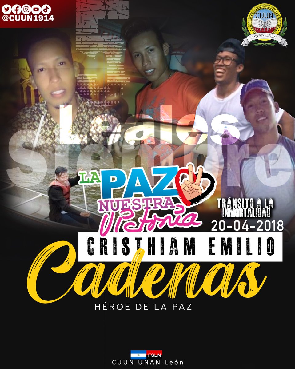 cuununan's tweet photo. #20deAbril || Conmemoramos 5 años del Tránsito a la Inmortalidad de nuestro Hermano Héroe de la Paz Cristhiam Emilio Cadenas.

¡A 5 años tú CUUN te grita Presente!
¡Leales Siempre, traidores nunca!

#LaPazNuestraVictoria 
#YoSoyCristhiam 
#CUUN1914 https://t.co/uH3A6ftu1x