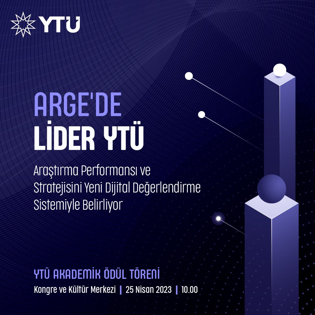 YTÜ, ‘Akademik Ödül Töreni’ kapsamında, araştırma performansı ve stratejisini yeni dijital değerlendirme sistemiyle belirliyor. 📈

Yıldız akademisyenlerimizin ödülleriyle buluşacağı törenimize davetlisiniz. ✨

🗓25 Nisan
🕙10.00 
📍Kongre ve Kültür Merkezi 

#ARGEdeLiderYTÜ