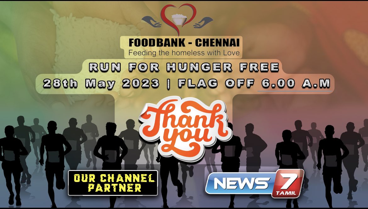 snehamohandoss's tweet image. Thank you @news7tamil for supporting our initiative #RUNFORHUNGERFREE awareness run on world hunger day May28th. We are happy to have you on our board as channel partner. 
@FoodBankIndia @FoodBankChennai