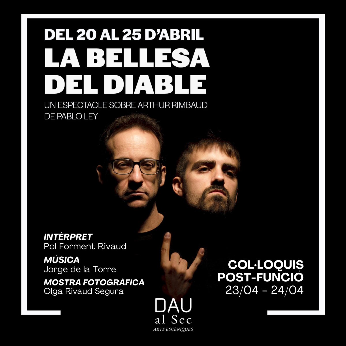 👺La bellesa del diable👺 a #DauAlSec

6 úniques funcions📣

Si visiteu les llibreries <a href="/_LaCarbonera/">La Carbonera Llibreria</a> <a href="/JaimesLlibreria/">Llibreria Jaimes</a> <a href="/ObagaLlibreria/">Obaga Llibreria</a> podeu aconseguir un val del 25% de descompte de Sant Jordi per venir a qualsevol funció (vàlid fins a exhaurir localitats)

🌹📚🎭
