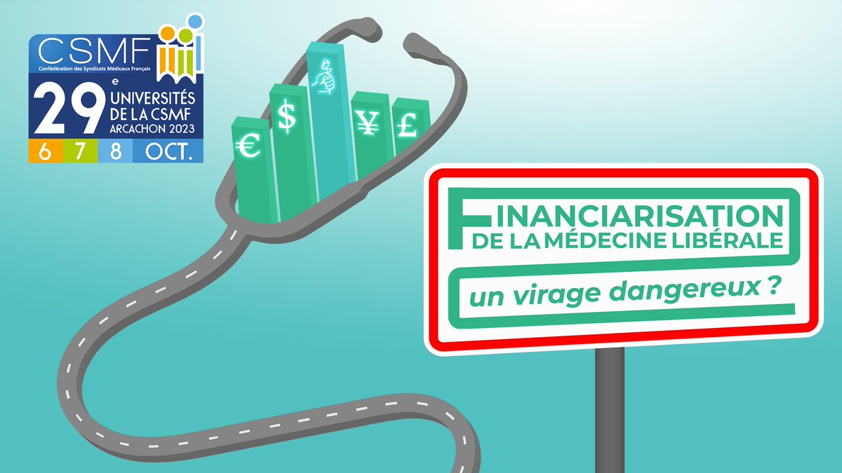 CSMF_officiel's tweet photo. 🩺#UCSMF 2023 : 
Financiarisation de la médecine libérale : un virage dangereux ?
Les 29e universités de la CSMF se dérouleront du vendredi 6 au dimanche 8 octobre 2023 au Palais des Congrès d'Arcachon ! https://t.co/vj3dNYjyTK