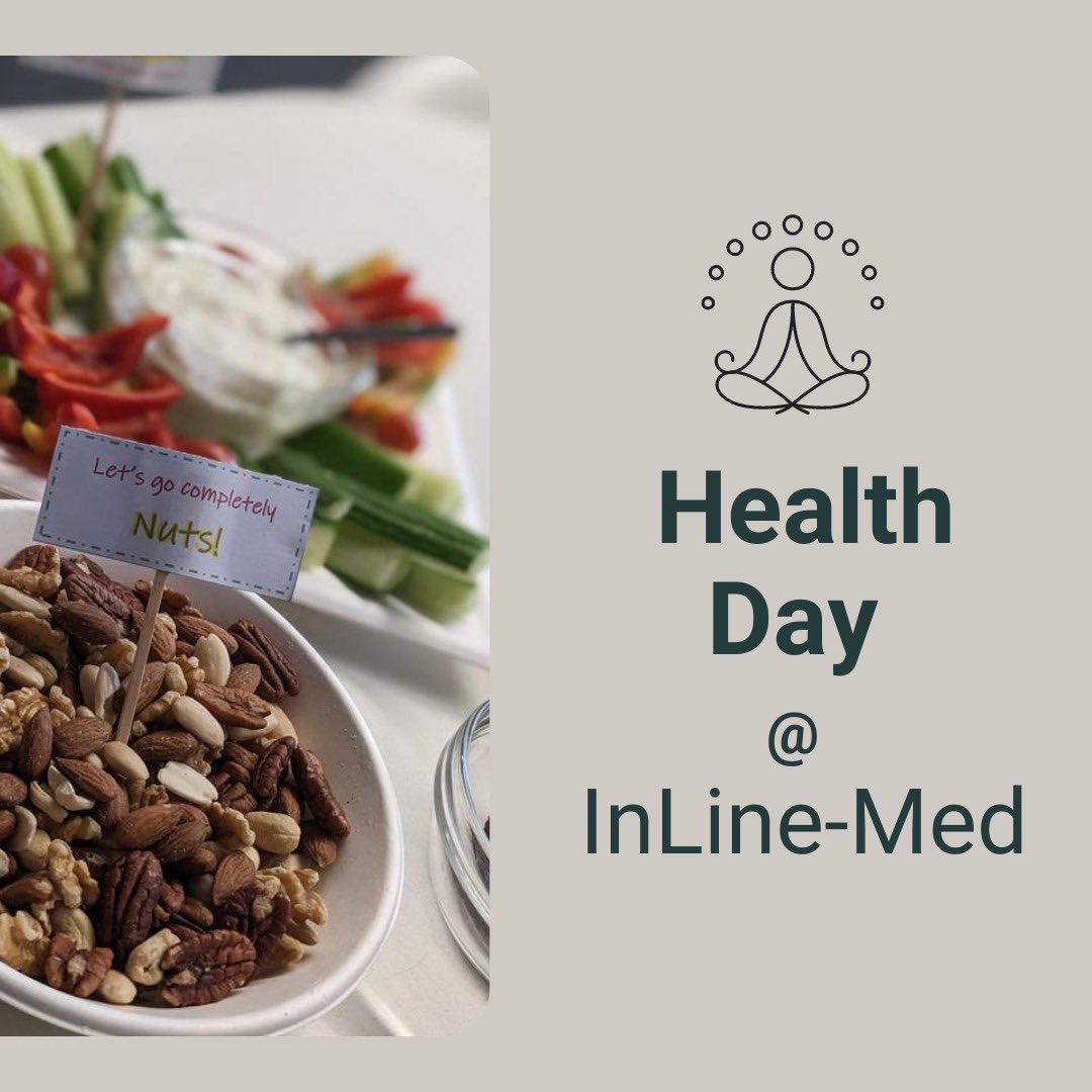 MedInline's tweet photo. We had an amazing time celebrating our first #InLineMed Health Day! Our team gained valuable insights on nutrition, well-being, and a healthy lifestyle. Plus, our healthy snacks kept us energized throughout the day. We ended with a refreshing yoga class. #HealthyWorkplace https://t.co/Ue8A0wxq4u