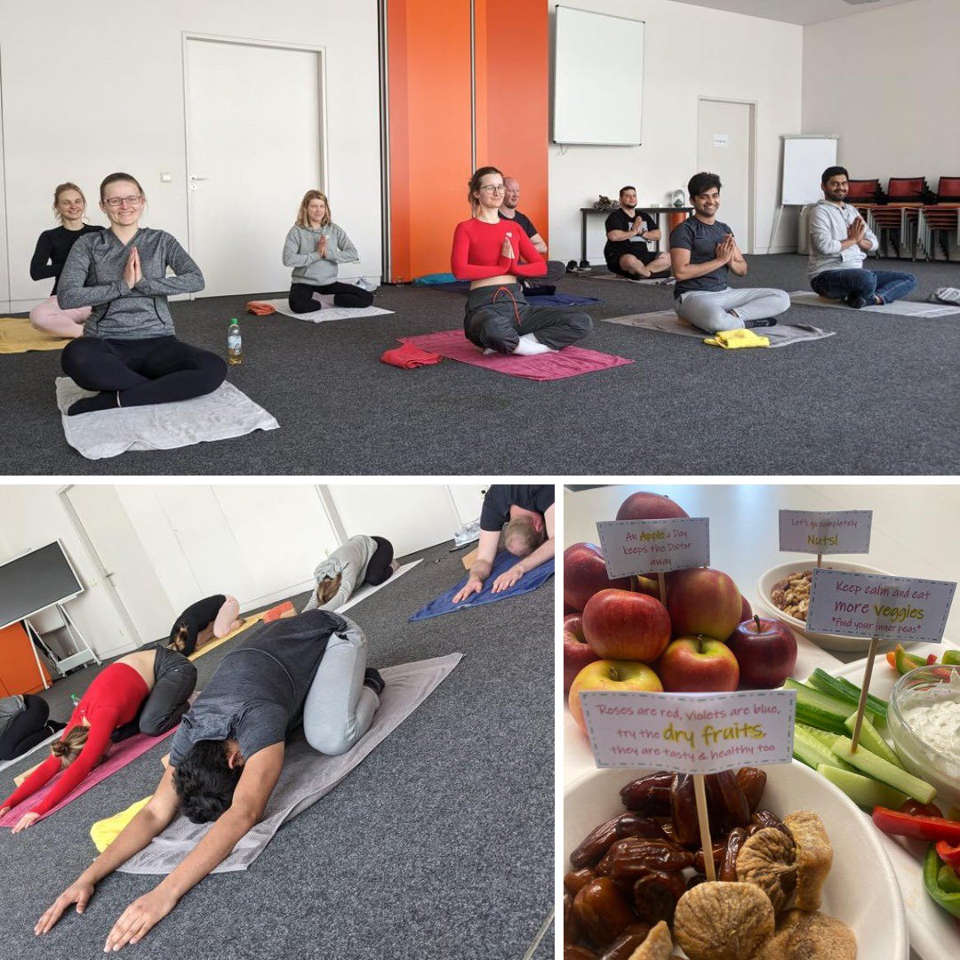 MedInline's tweet photo. We had an amazing time celebrating our first #InLineMed Health Day! Our team gained valuable insights on nutrition, well-being, and a healthy lifestyle. Plus, our healthy snacks kept us energized throughout the day. We ended with a refreshing yoga class. #HealthyWorkplace https://t.co/Ue8A0wxq4u