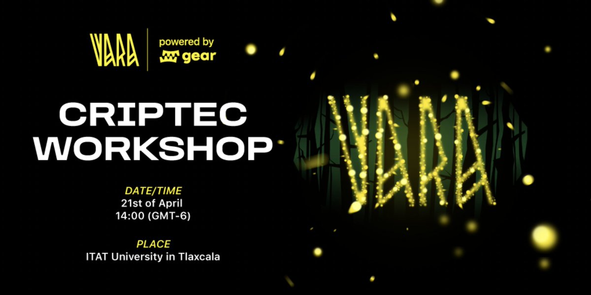 Gear Technologies (@gear_techs) on Twitter photo The long-awaited Criptec Workshop is tomorrow!
📣 Learn about enhancing transparency & security in supply chain management with #blockchain technology.
🗓️ April 21
🕑 14:00 PM (GMT-6)
📍 ITAT University in Tlaxcala
Stay updated with <a href="/luisreve85/">Luis Rêve | Vara Network</a>, <a href="/TecNM_ITAT/">TecNM Campus Altiplano de Tlaxcala</a> & @antisat_eth. The long-awaited Criptec Workshop is tomorrow!
📣 Learn about enhancing transparency & security in supply chain management with #blockchain technology.
🗓️ April 21
🕑 14:00 PM (GMT-6)
📍 ITAT University in Tlaxcala
Stay updated with <a href="/luisreve85/">Luis Rêve | Vara Network</a>, <a href="/TecNM_ITAT/">TecNM Campus Altiplano de Tlaxcala</a> & @antisat_eth.
