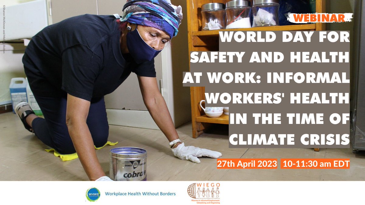 WIEGOGLOBAL's tweet image. 📣Join us for our webinar ahead of #SHWDay!

We’ll share:
🔸Recent research on the intersection of #climate, #health &amp;amp; #informality from WIEGO,  @IIED &amp;amp; @WHWB15.
🔸Testimonies from workers organizing around #OHS on the front line of the #climatecrisis.

🔗us02web.zoom.us/meeting/regist…