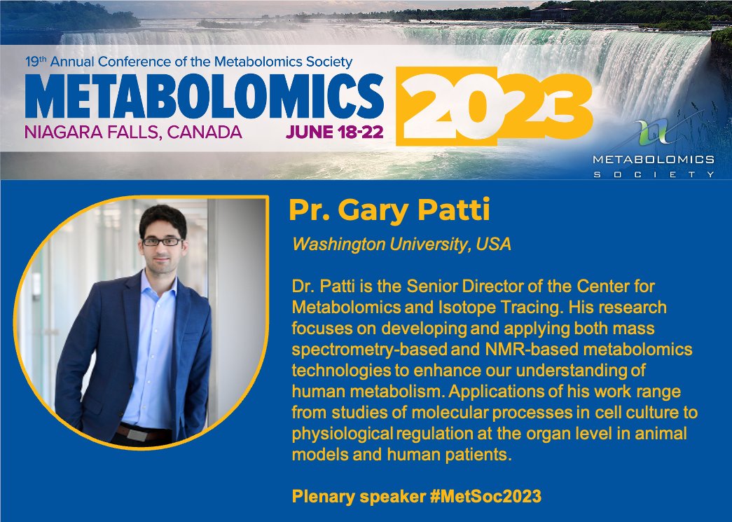 Very good reason to join #metsoc2023 in #NiagaraFalls.
Plenary speaker Pr. Patti develops both MS and NMR-based#metabolomics technologies to enhance our understanding of human metabolism.

Still time to register
metabolomics2023.org/m20registration