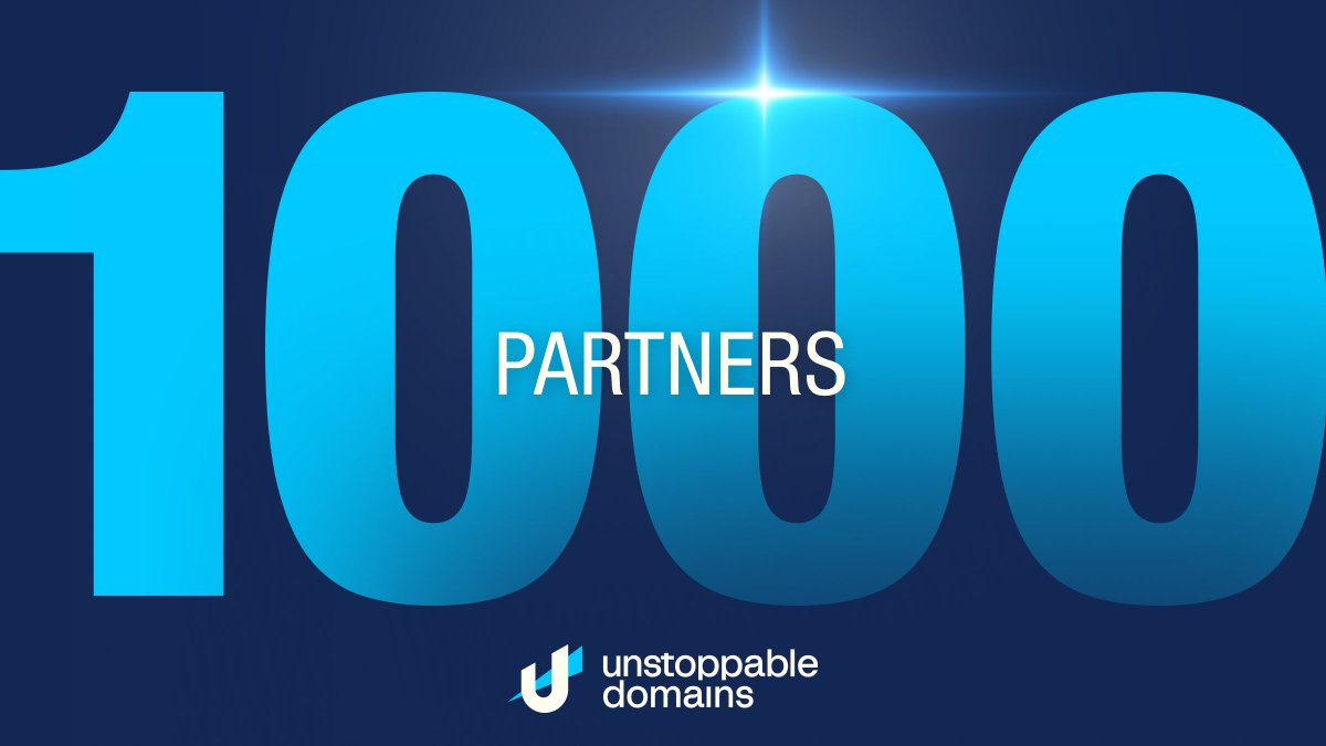 1000 Partners 📈🎉

We are honored that so many have trusted us as their digital identity partner 🤝

From new uses for Web3 domains to helping educate their communities about the power of owning their digital identities, our partners are a core part of Unstoppable. 

Thank you.