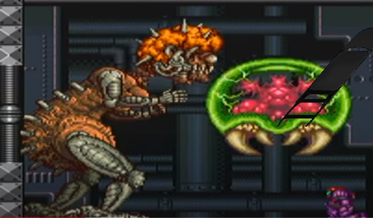 ExandShadow's tweet photo. Looks like Mother Brain has Samus this time...

...wait...

BY GOD IT'S THE BABY METROID WITH A STEEL CHAIR https://t.co/GFKlE1A3wO