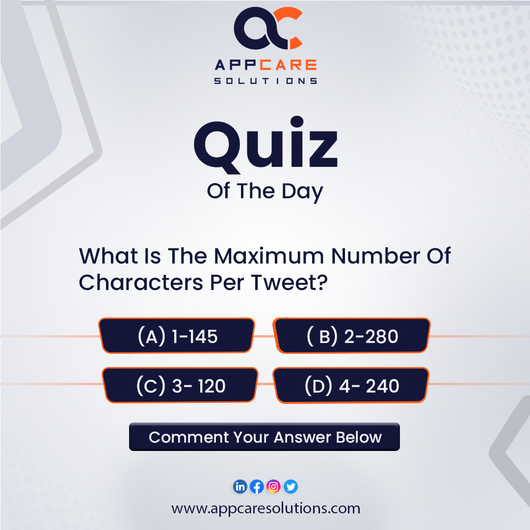 appcaresolutio's tweet image. It's quiz time, test your knowledge.

comment your answer below.

#QuizTime #quizoftheday #answerthequestion #appcare #appcaresolution #digitalmarketing #digitalmarketingagency #smm #seo #agency #socialmedia #webdevlopment #onlinemarketing #marketingagency