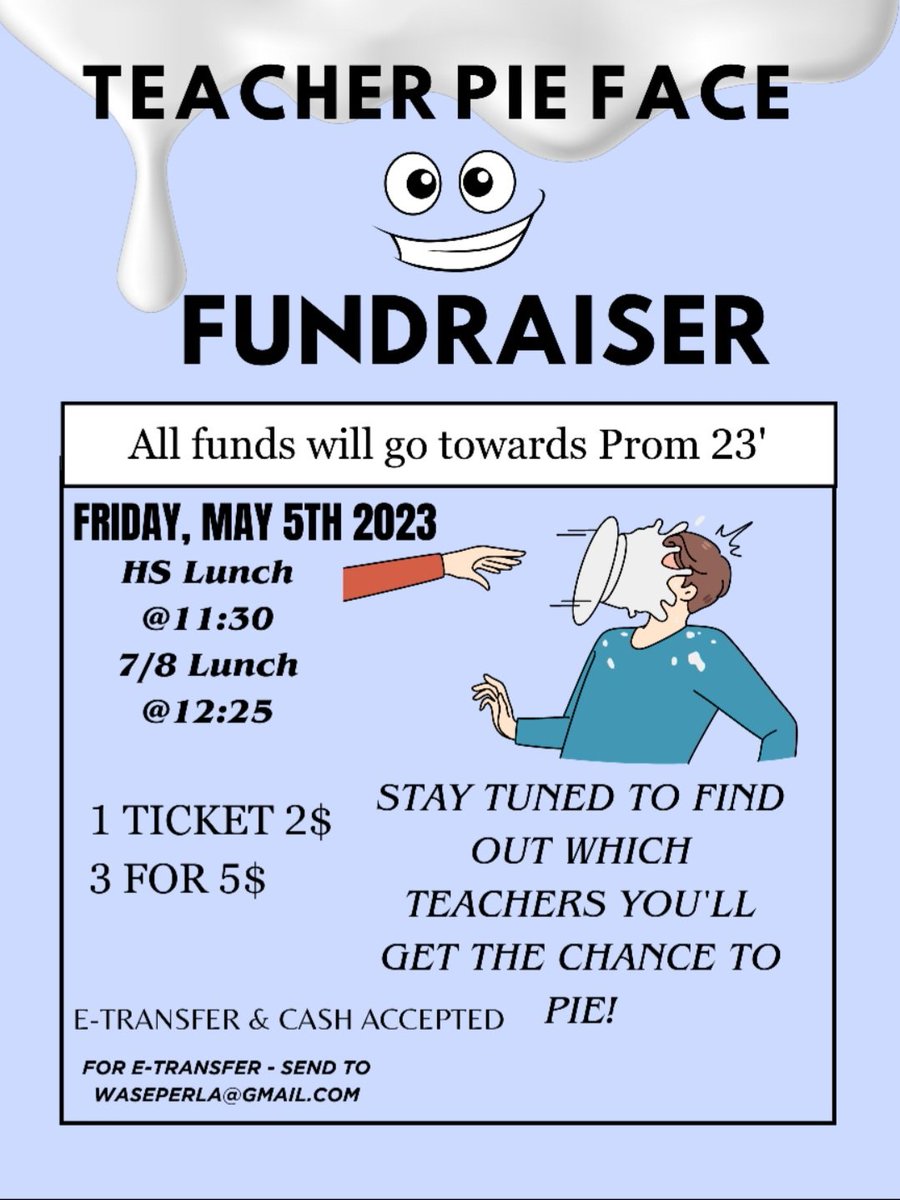 NotreDameOCSB's tweet photo. Support prom committee on May 5th and have a chance to throw a pie in your teacher's face! π₯§
#ThisIsND #APlaceForEveryone #PromFundraiser https://t.co/qhSH4Nq4jG