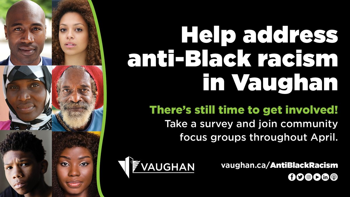 Do you identify as a Black youth member living in Vaughan? You can help address anti-Black racism at the City of Vaughan by sharing your lived experiences. Join tonight’s drop-in community focus group at Dufferin Clark Community Centre from 4-5:30 p.m.: vaughan.ca/AntiBlackRacism