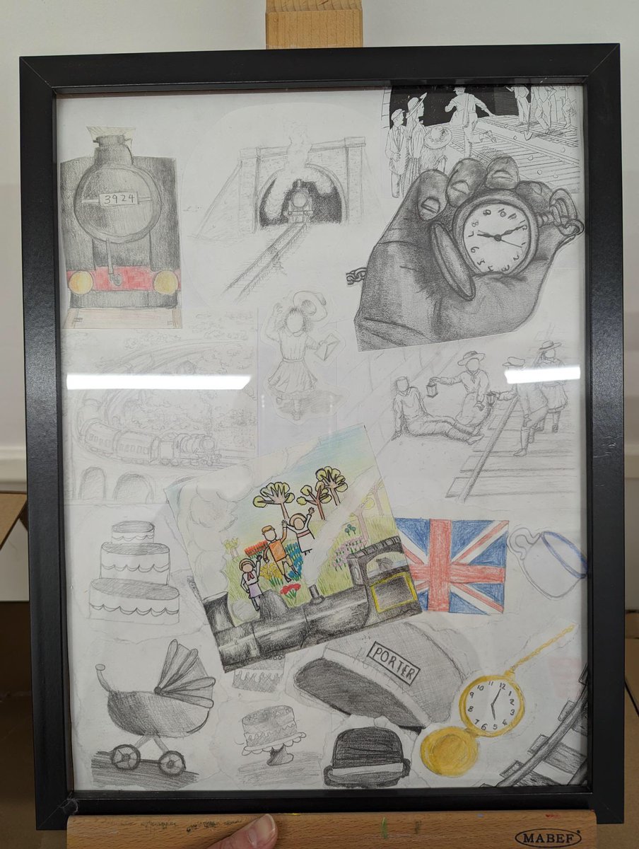 Weaver_Grange's tweet photo. Our Weaver senior house art entry. Very proud of our second place finish🥈. The pieces were inspired by the school drama production of the railway children. Well done to Oceania, Marina, Skye, Luba, Imogen, Troy, Alice T, Sonya, Alice W, &amp; Abbie T. @Arts_Grange @Grange_Cheshire https://t.co/rxIhoFYxOp