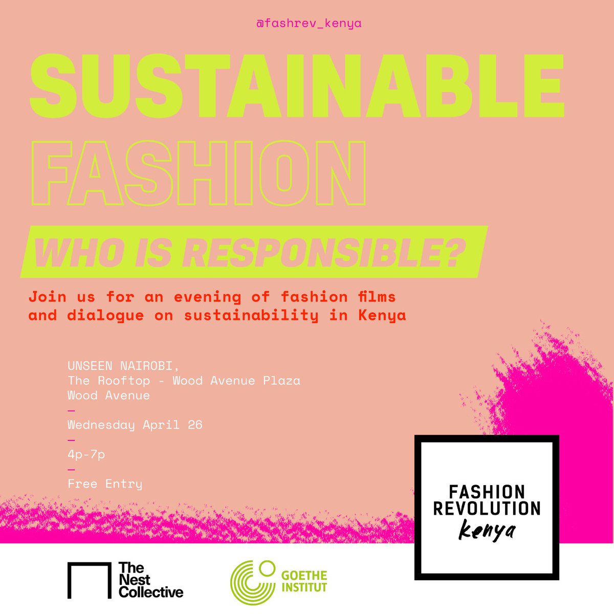 Fashion Revolution Week is around the corner! Join us on April 26th at Unseen Nairobi for an evening of fashion films and thought provoking dialogue on what sustainability means for us in Kenya. 
-
Free entry!