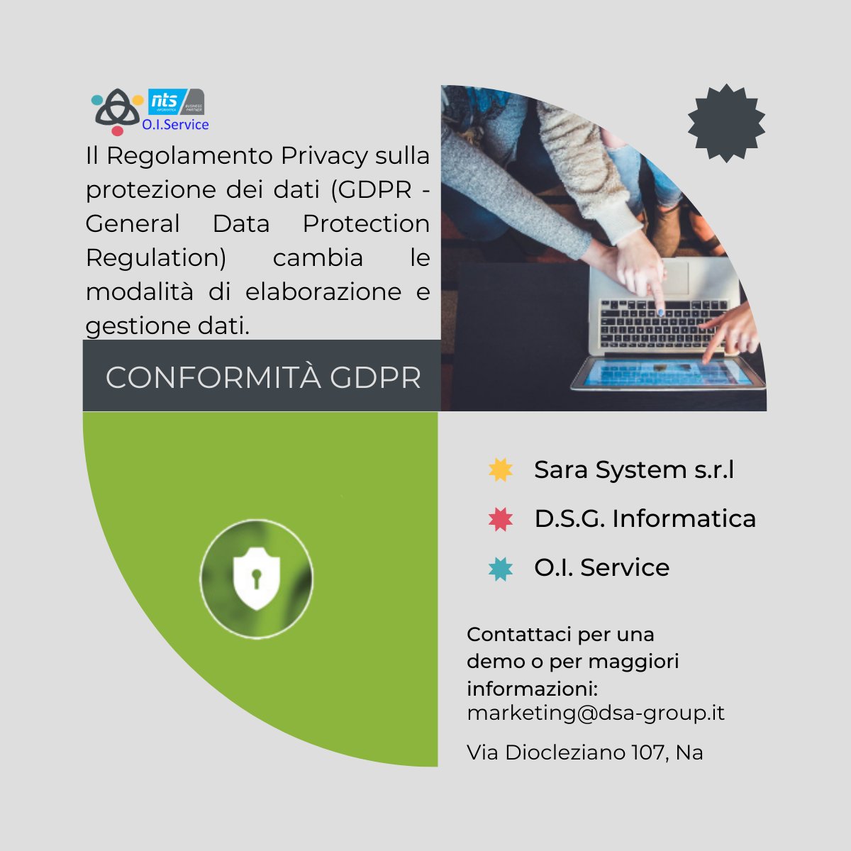group_dsa's tweet image. ll #RegolamentoPrivacy sulla protezione dei dati (#GDPR - #GeneralDataProtectionRegulation) cambia le modalità di elaborazione e gestione dei dati da parte delle aziende .
Se vuoi saperne di più contattaci.