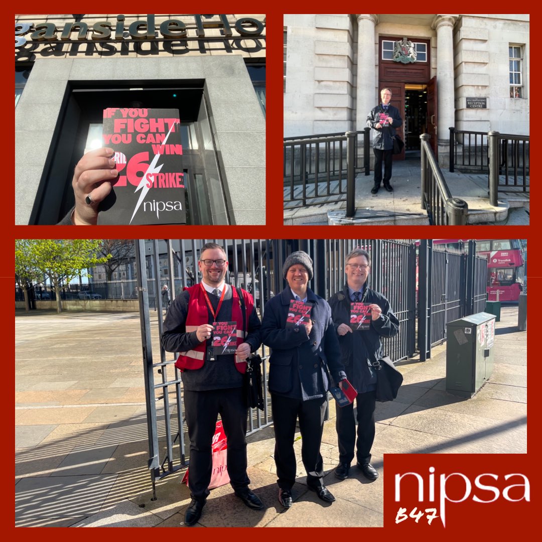NIPSA_B47's tweet photo. Lovely day for leafleting ☀️ Support the action ✊ #NICSStrikeApril26 ⚡️ #WeWontBeLeftBehind 🚩 #OneBigUnion ❤️🤍 https://t.co/uhiB92MhA7