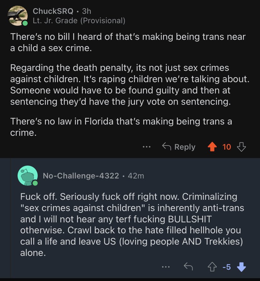 reddit_lies's tweet photo. “Criminalizing sex crimes against children is inherently anti-trans”

What did he mean by this? https://t.co/hsCtiyM8zh