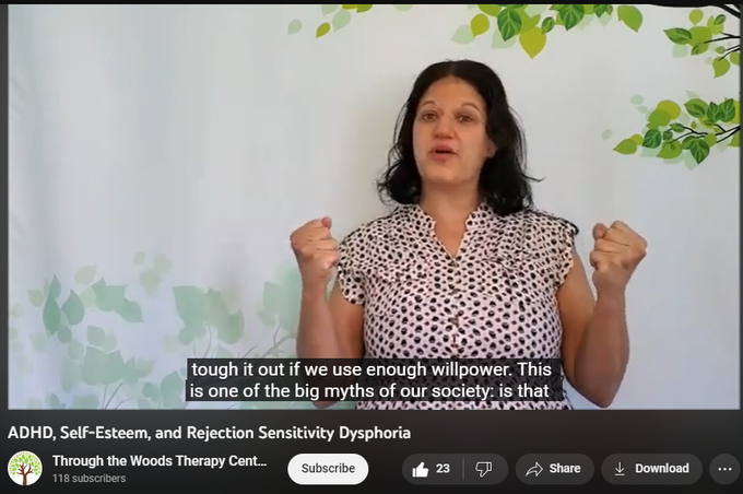 539 views  22 Mar 2021
ADHD series part 4: Low self-esteem isn't a symptom of ADHD, but it is a common co-occurring phenomenon.  In this video, I discuss why that is, and how it's related to "Rejection Sensitivity Dysphoria".

More videos in this series:
-ADHD: A Personal Story -   

 • ADHD: A Personal ...  
-5 Ways That ADHD is My Superpower -   

 • 5 Ways That ADHD ...  
-ADHD and Missing the Memo -   

 • ADHD and Missing ...  

Please visit our website: http://www.throughthewoodstherapy.com

To schedule an appointment, please contact us by phone at 818-284-6663 or by email at contact@throughthewoodstherapy.com.