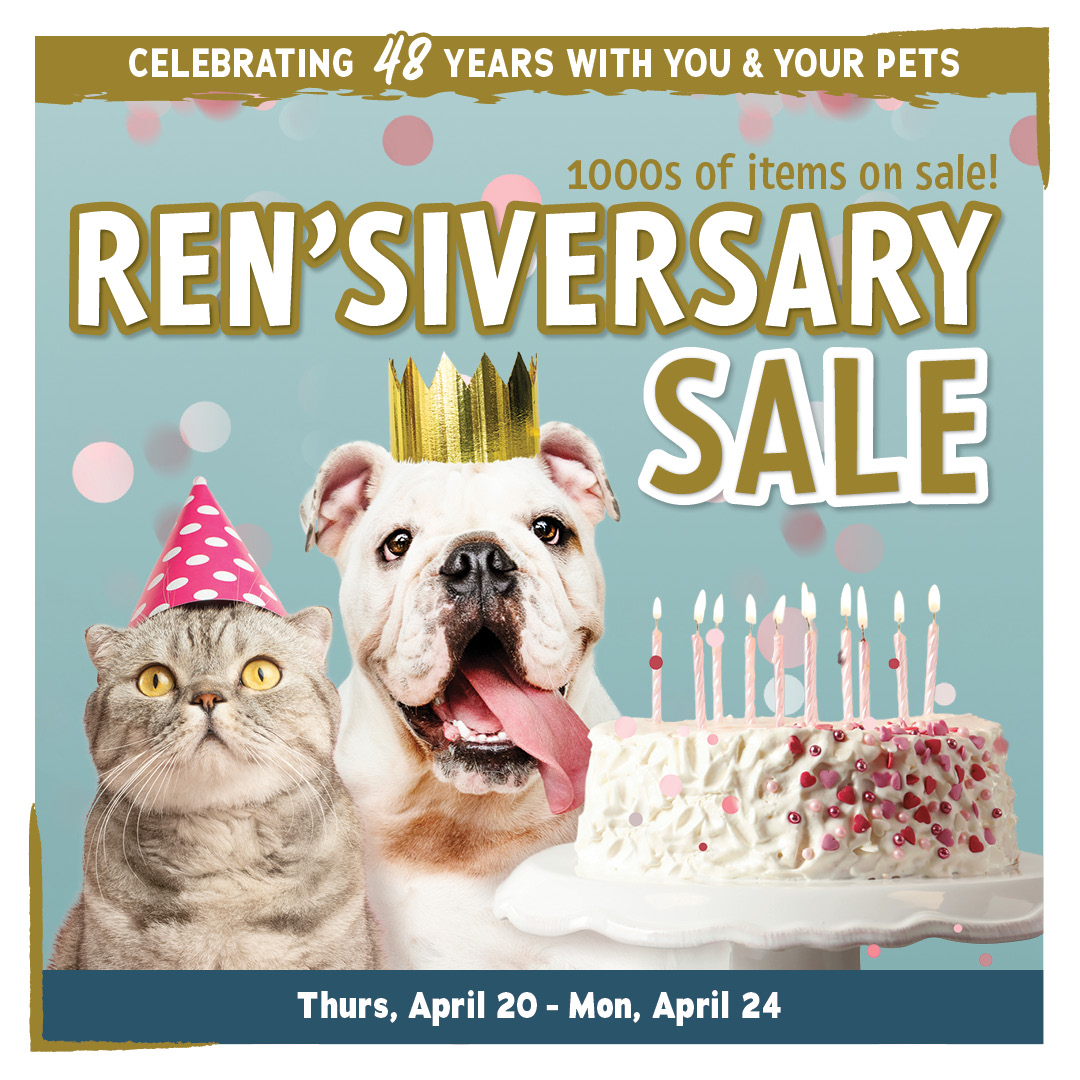 🚨 HUGE SALE ALERT 🚨

The Ren'siversary Sale is on NOW! Enjoy drool-worthy deals on 1000+ items 🤩

Shop here: renspets.com/pages/flyer

#PetsBestLife #Sale #dogs #cats #pets #april