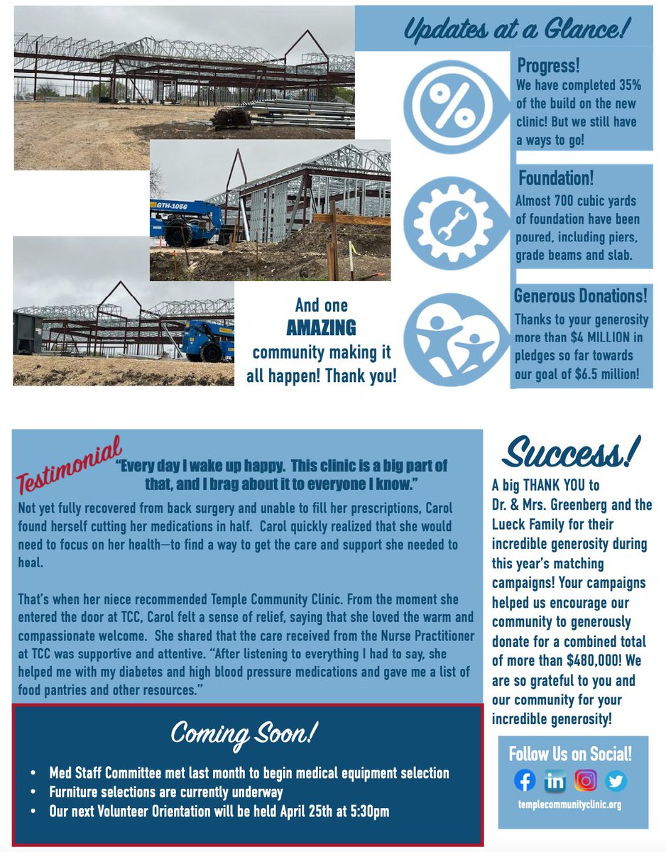 It's time for another #Update! Check out the amazing progress on our new clinic! It's so exciting to see how things are coming along, and the best part is sharing it with you. Thank you to everyone who has made this possible! #Progress #TCC