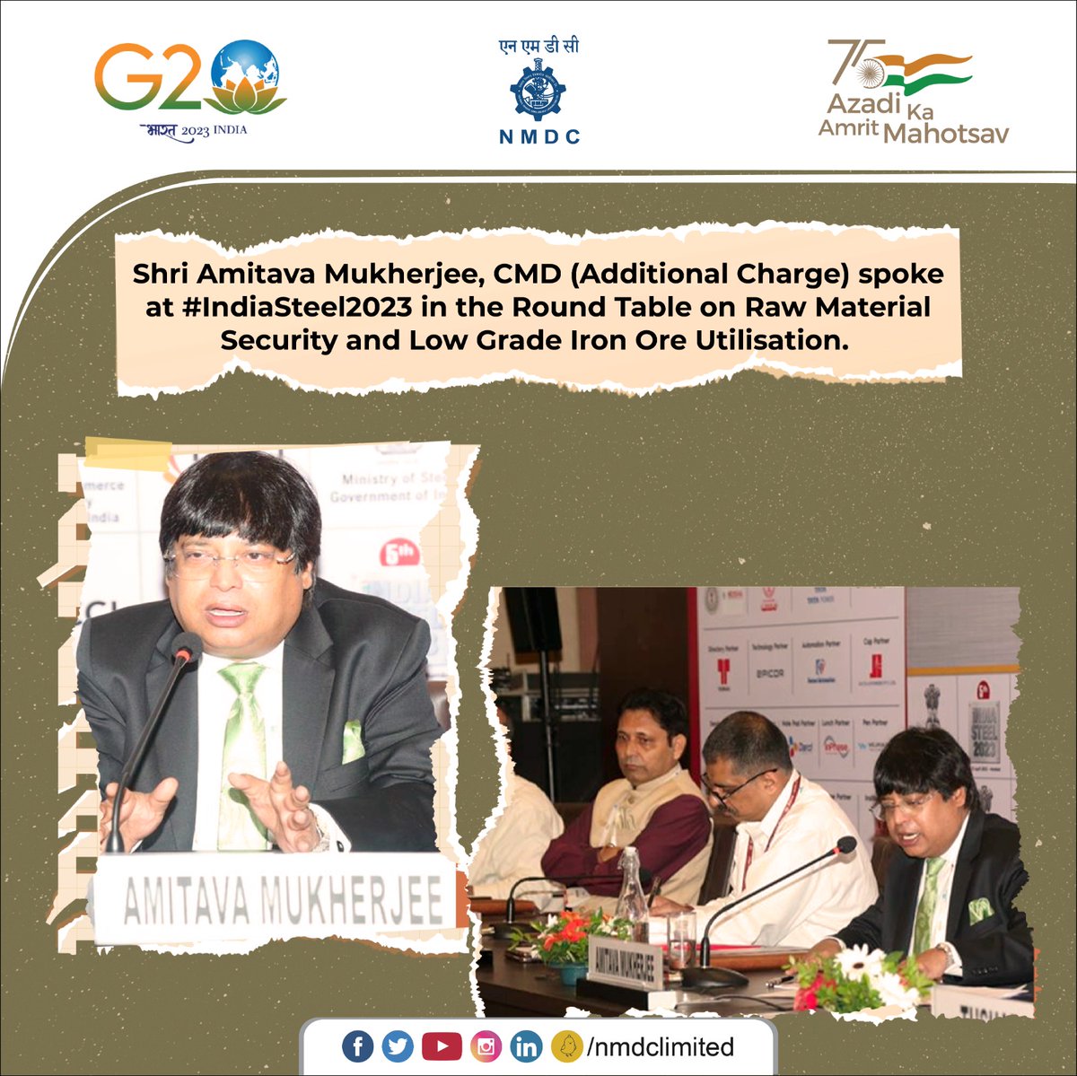 nmdclimited's tweet image. Representing NMDC at the CEOs Round Table, Shri Amitava Mukherjee also interacted with industry leaders and the Ministry of Steel officials.

#NMDC #IndiaSteel #IndiaSteel2023 #MinistryofSteel