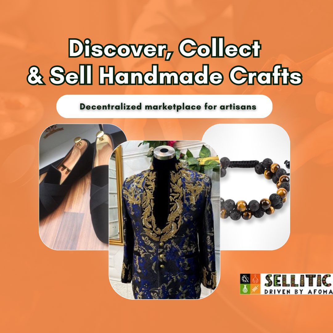 afomamarket's tweet photo. You’ll find a wide range of handmade goods at SELLITIC, all with a story and a personal touch.

#africanartists #womenempowerment #handmadewithlove #Web3 #SELLITIC #ecosystem #blockchain #crypto #metaverse #handmade #art #interview #craft #handicrafts #handcrafted https://t.co/S5r3tymReq