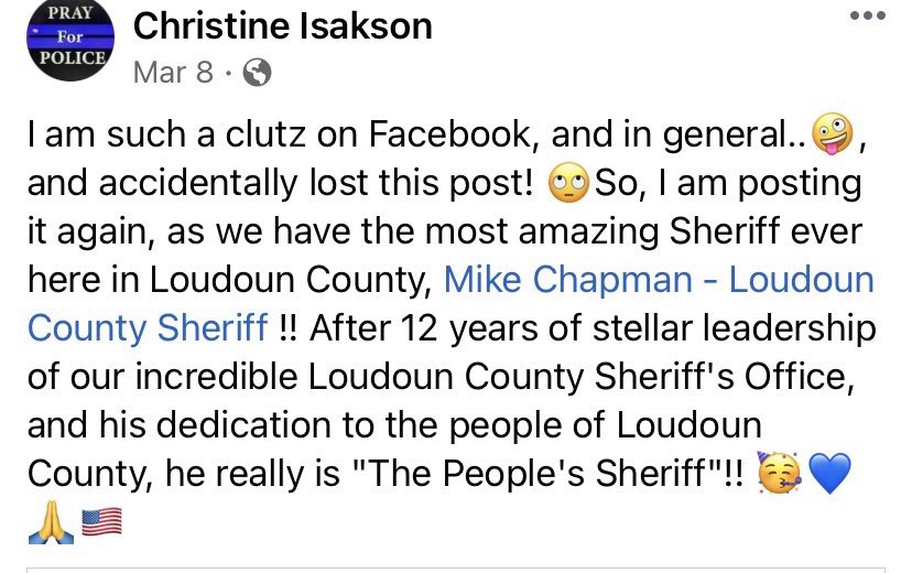 ExurbanCowgirl's tweet photo. @Chap4Sheriff groupie Christine Isakson is in court May 1 for assaulting a @LoudounSheriff deputy. What do you do when your #1 fan comes after your employees 🤔 https://t.co/wcxhXnTiYH