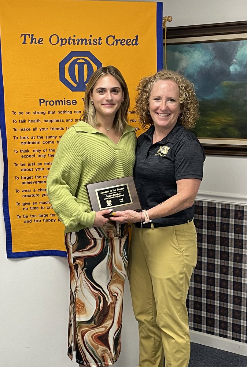 LSHSAthletics's tweet photo. Congrats Maya Binder, LSHS Optimist Student of the Month!! Ethan Fleming was also recognized as a Student of the Month (currently in TX w/ @1730teamdriven ) https://t.co/L56hV9fITz