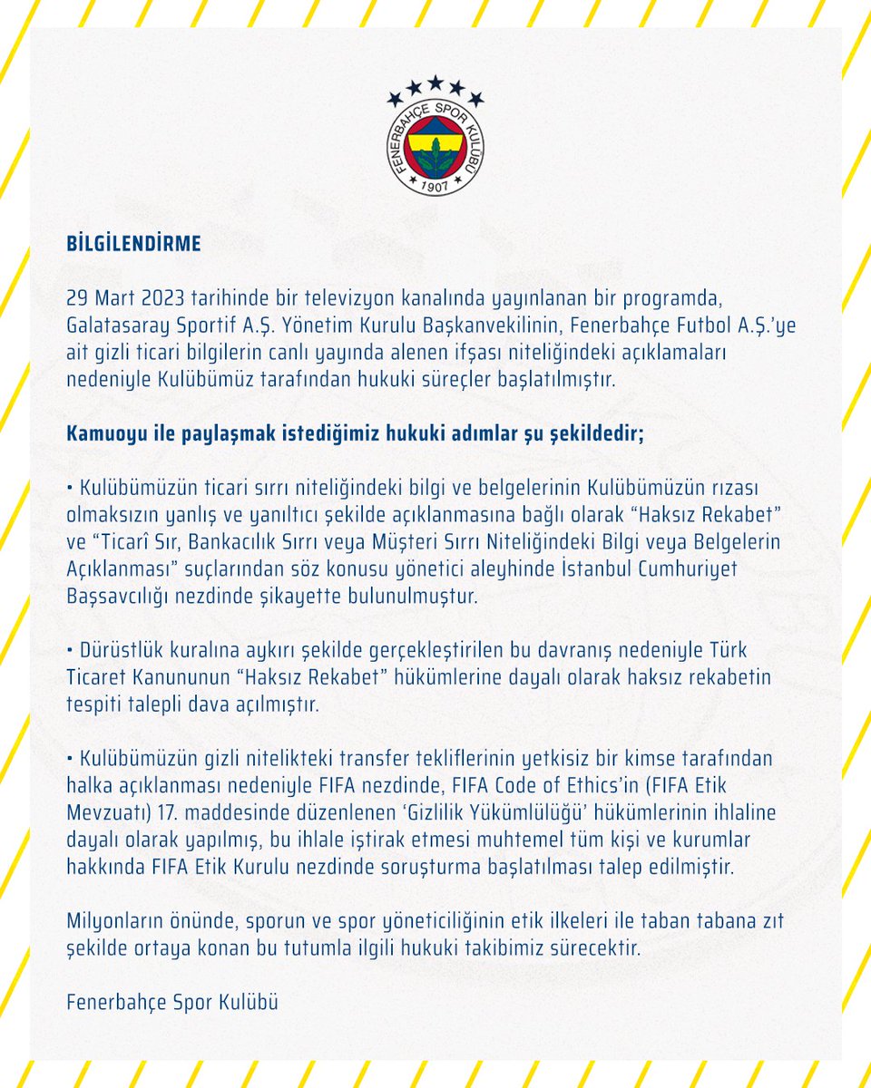 Fenerbahce's tweet photo. BİLGİLENDİRME

 🔗 https://t.co/o1e8CPYfyL https://t.co/C6ve4ujgoR