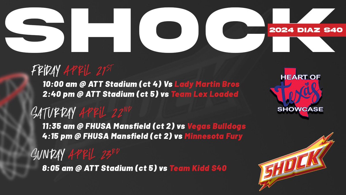 Here’s my schedule for the heart of texas showcase this weekend! <a href="/CoachRubyD/">Ruben Diaz</a> <a href="/Shockhoops/">Shock Hoops</a>