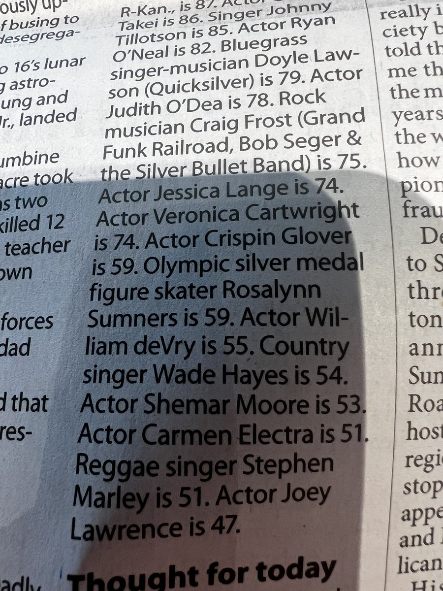 According to my newspaper , it’s your birthday! Have a great day , @WilliamdeVry1 🎉