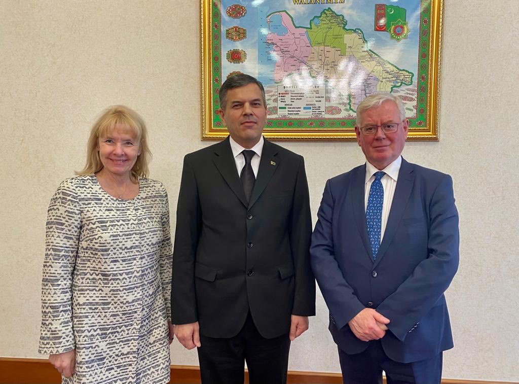 EamonGilmore's tweet image. #Turkmenistan: Today, together with @EUSR_CA ⁦@TerhiHakala⁩ we begin 2-day visit, meeting with the Minister for Justice, Merettagan Taganov. We discussed the importance of civil society, women’s’ rights and upcoming EU legislation on forced labour. ⁦@EU4Turkmenistan⁩