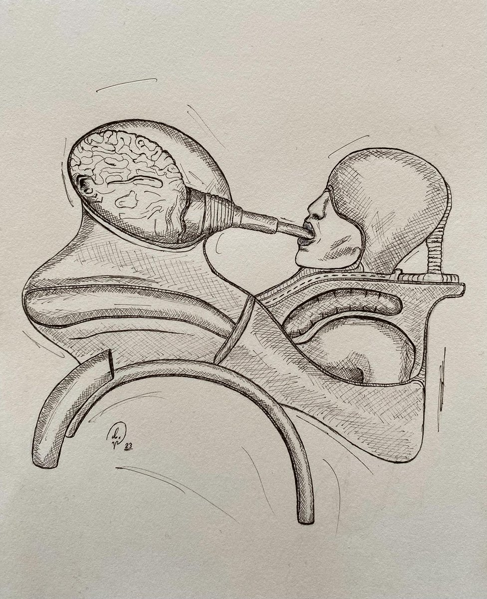 leviviller's tweet photo. Oh my sweet little thing,
I have something to give you..
A potency for absorbing souls and entities,
Replaces them with minds, and demons..
Something you have never tasted before,
You might hate it, you might like it..
But you won’t be the same again.

‘Cuddle’, ink on paper. https://t.co/x4USTTw2n7