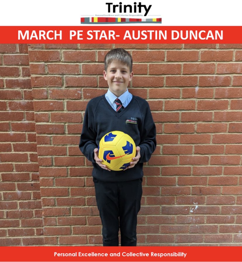 TrinityPEDep's tweet photo. Austin has been a brilliant leader in the year 8 boys football team. He works tirelessly all game winning the ball back in midfield and going forwards on the attack. He played very well in the house football tournament for Griffin house! https://t.co/RUpfhfuNnw