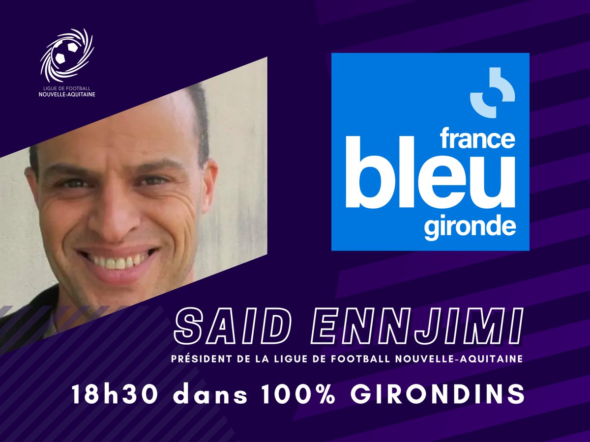 [ Médias ]

📻 Le Président de la LFNA Said #Ennjimi sera l'invité ce soir de 100% #Girondins sur @Bleu_Gironde 🔵 avec <a href="/dbourdot/">Dominique Bourdot</a>.

⚽️ Il sera question de l'actu des clubs #pro de #NouvelleAquitaine mais aussi des #stages #LFNA. 👀