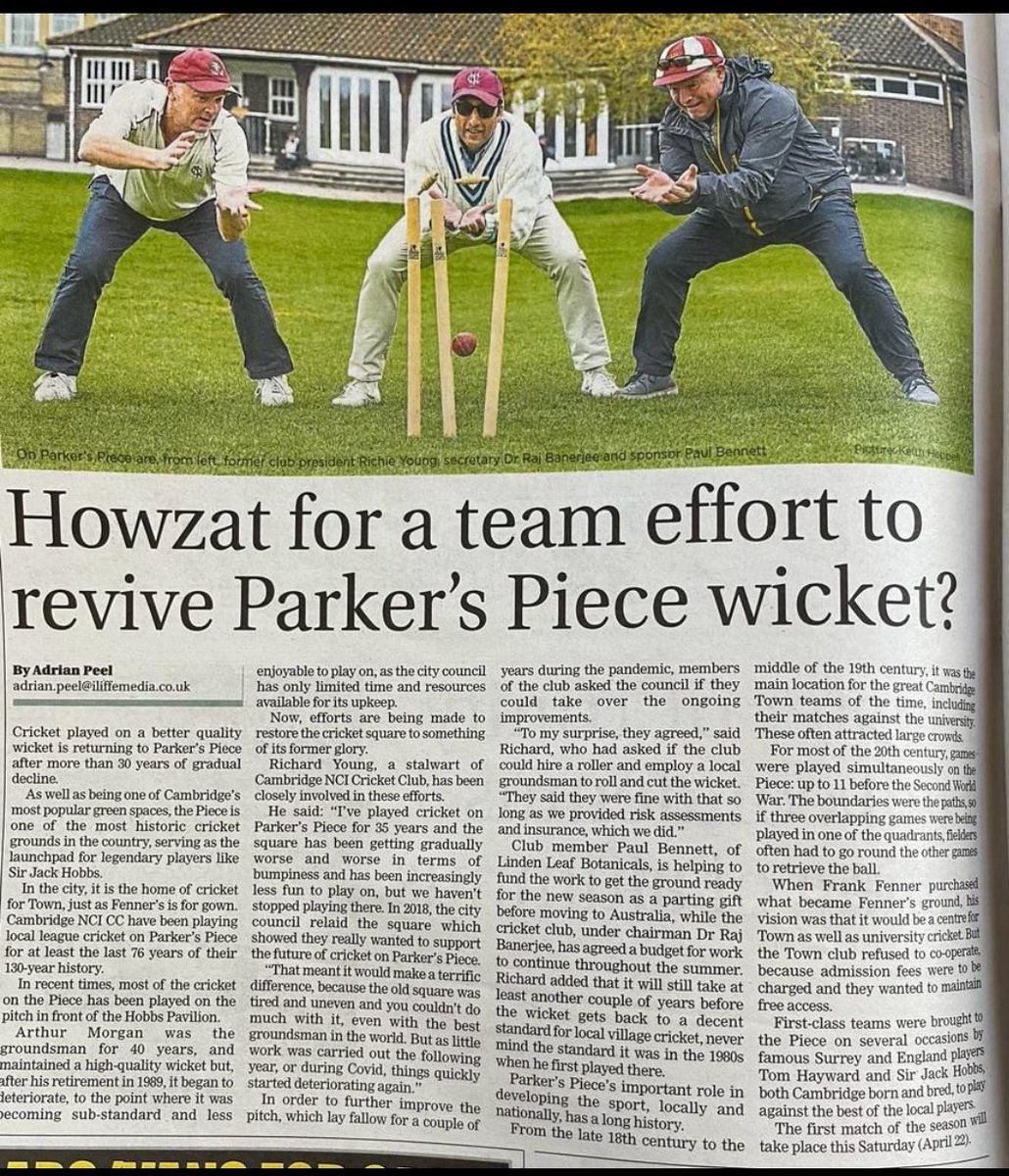 An article from <a href="/CambridgeIndy/">Cambridge Independent</a> about the historic Parkers Piece
<a href="/Cambs_CB/">Cambridgeshire Cricket</a> <a href="/CCACricket/">CCA Cricket</a> 
#Cambridge #Cricket