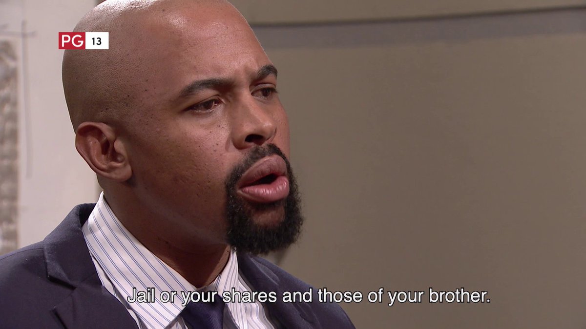 SABC_2's tweet photo. Jail or give up shares? Khumo is put into a tight corner.
Which one will it be?
#ItsHomeTime with Muvhango at 21:00. You can also stream #Muvhango on https://t.co/ybJAcZP52u https://t.co/FMf28olxFU