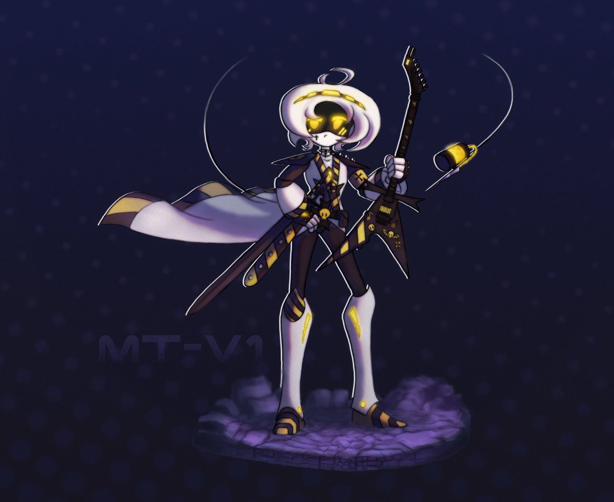 kintist's tweet photo. Serial designation MT-V1 is one of the "KD-24" detachment of special purpose disassembly drones, 170cm tall. 

The rest of the character description is on DeviantArt because Twitter sucks. https://t.co/rL4RLOFOPl

#murderdrones #murder_drones_oc #murderdronesoc #oc https://t.co/alKCBVKjWs