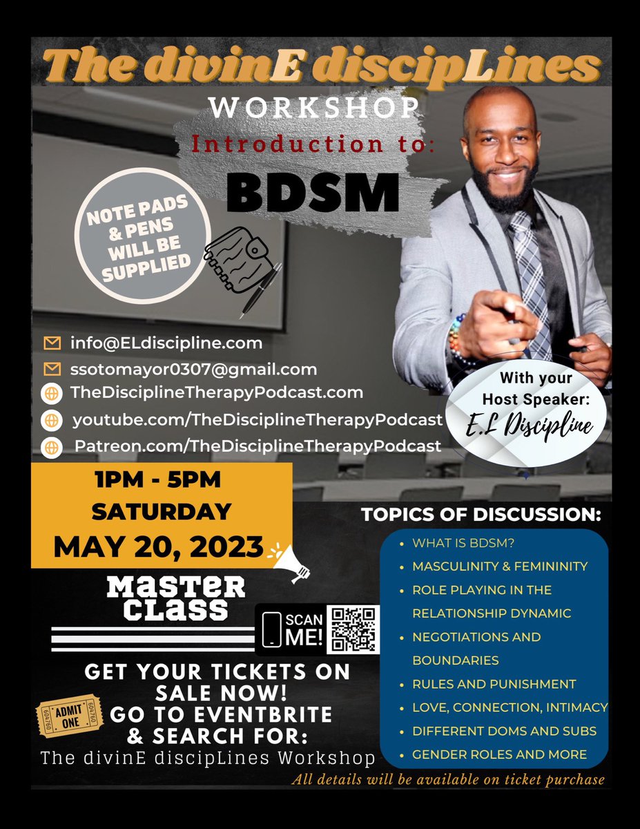 mrdiscipline_07's tweet photo. #Bdsm #Masterclass here is the link to purchase tickets 🎟️ https://t.co/H8l8Uh1uKq will be held in Long Island, New York. Starting at 1pm sharp. #Food #music #beverages #bdsmeducation #notepads #pens #SolarEclipse #WritingCommunity #books #Raffle #merch #projector #flyers https://t.co/9sIFrUJ4dY