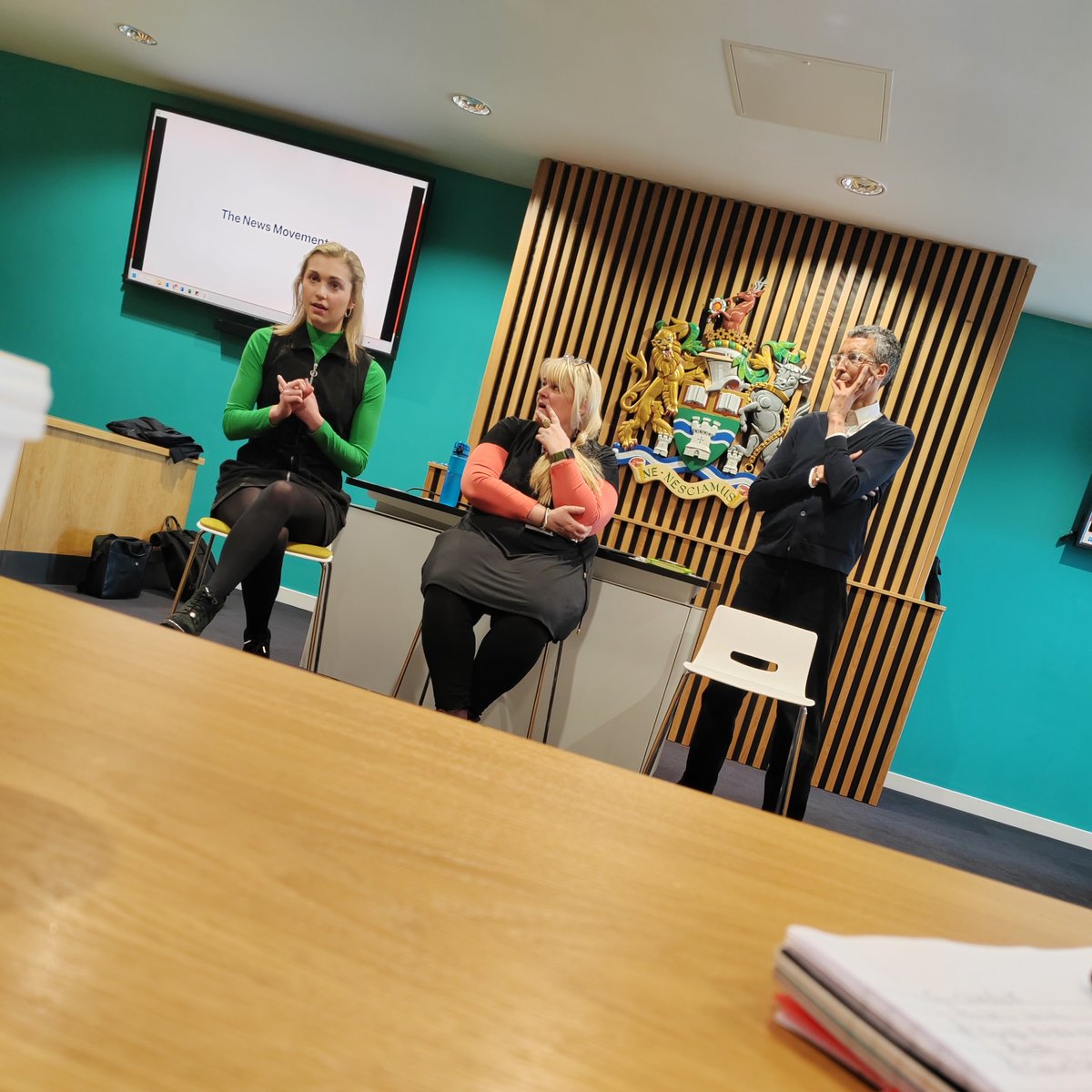 Thank you to the team at <a href="/thenewsmovement/">The News Movement</a> for taking the time to talk #GenZ journalism today. 
I took a lot away on social engagement, news angles and everyday convos!
Hoping to connect more in the future. ✌️
(Sorry <a href="/nosylocaljourno/">Hilary Scott</a> not the best pic but was a quick snap shot op)