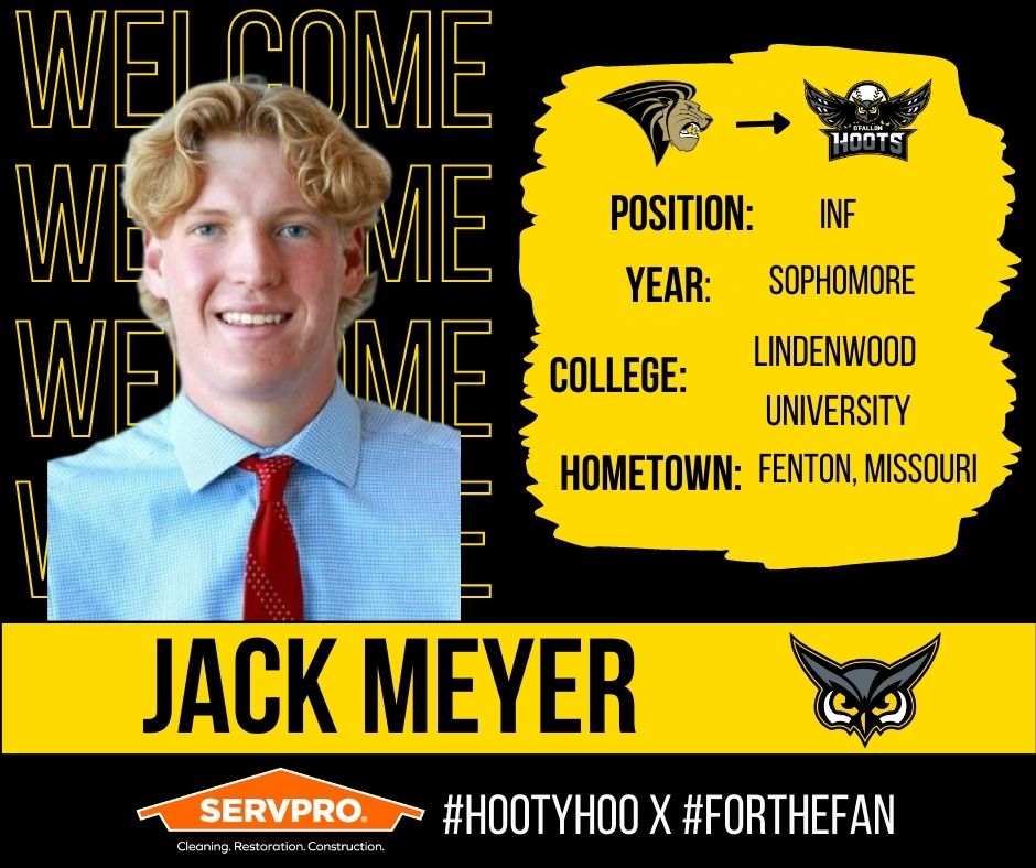 ofallonbaseball's tweet photo. Welcome Back Jack Meyer!🦉

Presented by SERVPRO of St. Charles City

📰: https://t.co/5Lq3gi7eiC

#HootyHoo x #ForTheFan
#JackMeyer #SERVPRO https://t.co/9Lb0mQjn4D