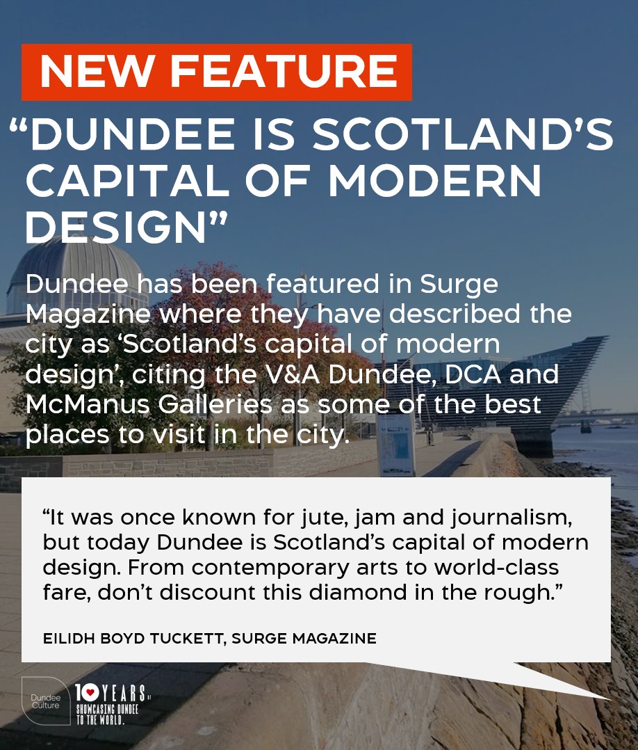 🚨😍🏴󠁧󠁢󠁳󠁣󠁴󠁿 NEW FEATURE: Dundee is Scotland's capital of modern design as <a href="/MagazineSurge/">Surge Magazine</a> review Dundee in their latest issue!

❤️ Some of our best museums and creative spaces such as the <a href="/VADundee/">V&A Dundee</a>, <a href="/McManusDundee/">The McManus</a> and <a href="/DCAdundee/">DCA</a> are featured in the review!