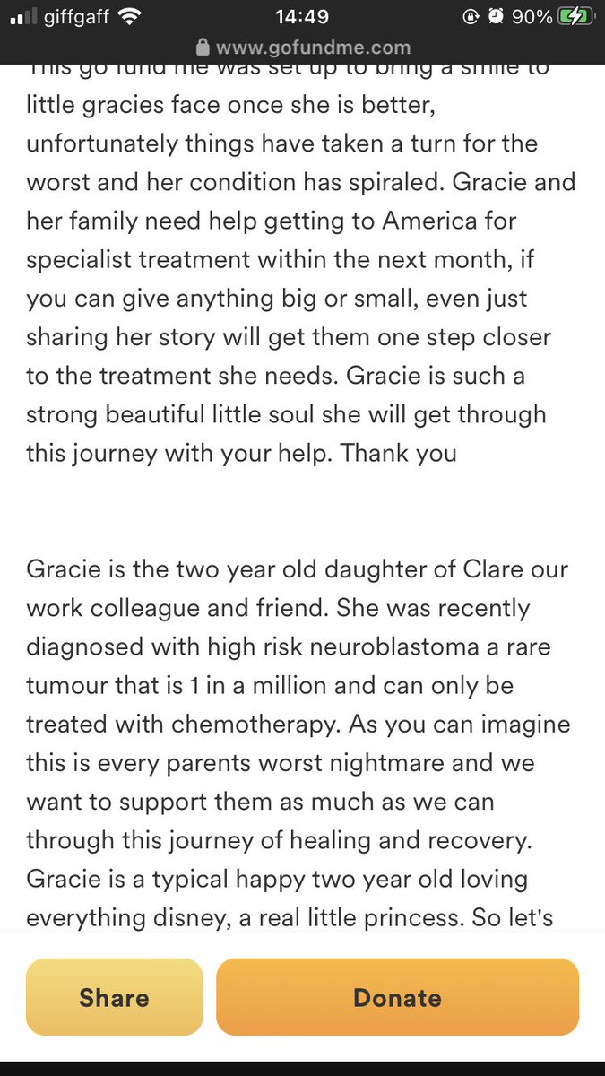 conniekol's tweet photo. Please help my friend’s daughter in anyway you can! Share a donation, everything and anything helps! They have less than 2 weeks to get the funds for the travel and treatment over in America. No family or 2 year old should suffer like this! #allforgracie  https://t.co/CCu70xBi7x https://t.co/VBSXzijkfq
