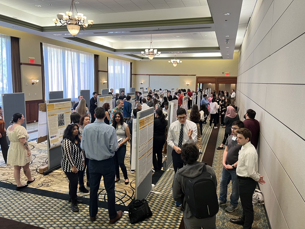 RowanCSM's tweet photo. Student Research Day is happening now in the Student Center Ballroom! Stop on by! #CSMresearchday @RowanUniversity https://t.co/xgao2Re04i