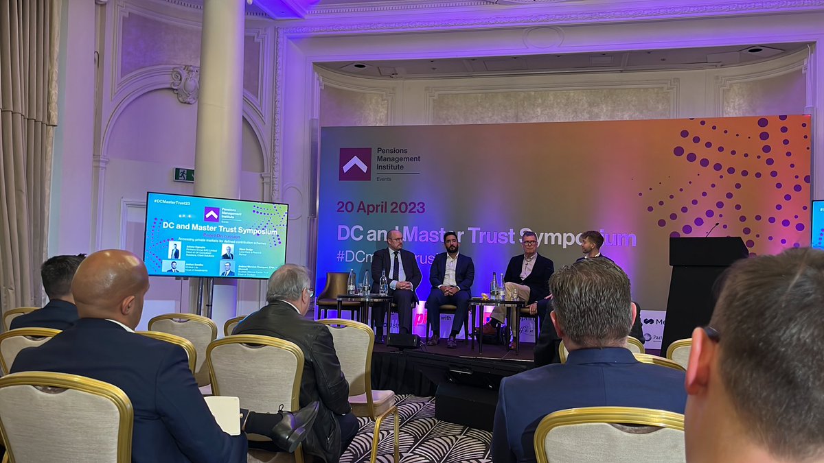 Listening to interesting takes on private markets and illiquid assets in DC schemes. Some challenges to make it work, but some good solutions. 

#PMIMasterTrust23
