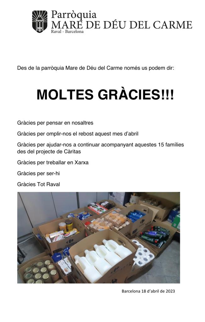 Mil gràcies a la Parròquia del Carme per aquest missatge!🥰 Un bon motiu per seguir treballant per donar suport a aquelles entitats i organitzacions que ajuden a les persones en situació de vulnerabilitat del barri! Si t'hi vols sumar, fes una donació a bit.ly/3H2Errx!
