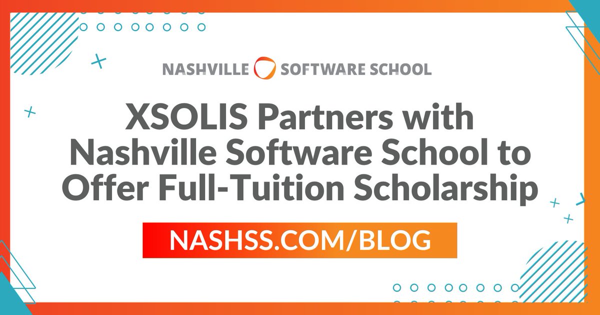 NashSoftware's tweet photo. This just in! @XSOLIS_Health has partnered with NSS to fund a full-tuition scholarship for a student in the Software Engineering bootcamp! Learn about XSOLIS’ generous contribution &amp; how your company can sponsor the next full-tuition scholarship at NSS! https://t.co/29RUKW4c1n https://t.co/WOUVwJPr8t