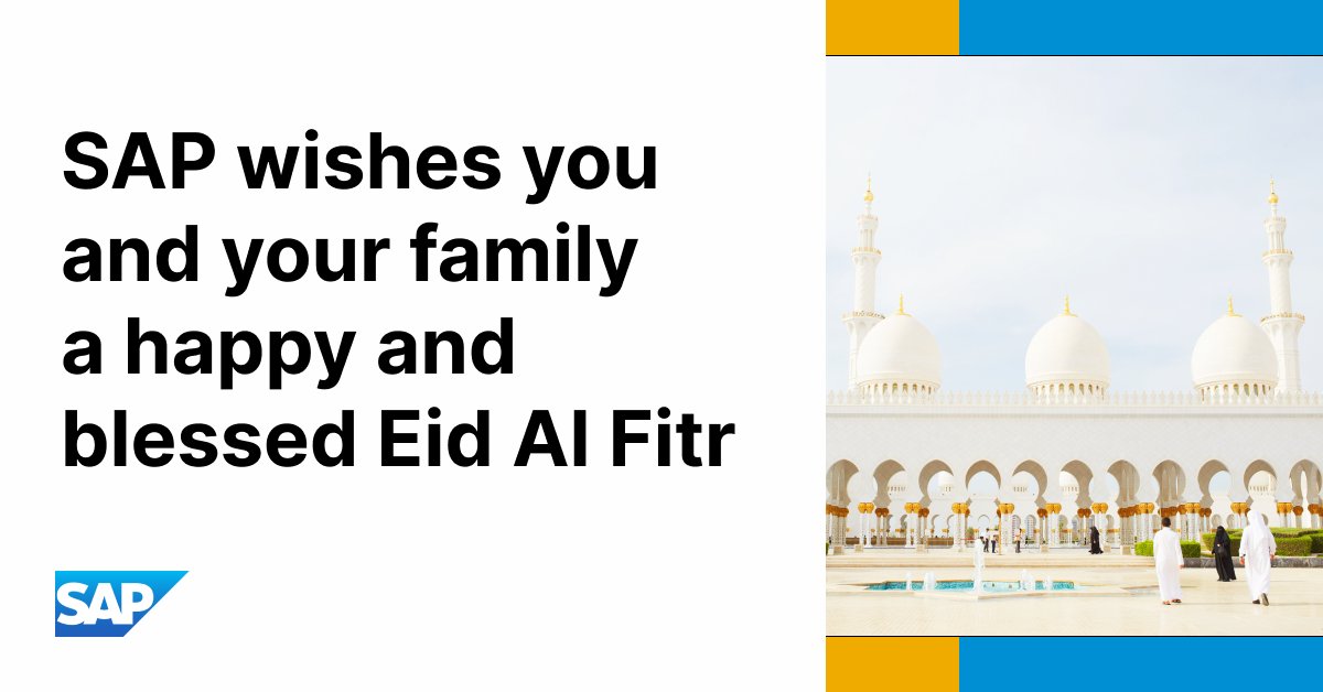 abdullahchougle's tweet photo. SAP wishes you and your loved ones the most cheerful and memorable celebrations on the blessed occasion of Eid Al Fitr.
https://t.co/uGP0RfpQHM https://t.co/qSwZe9EfpH